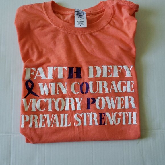 Hope Breast Cancer Awareness Orange Soft Style Short Sleeve T-shirt Medium - Picture 1 of 10